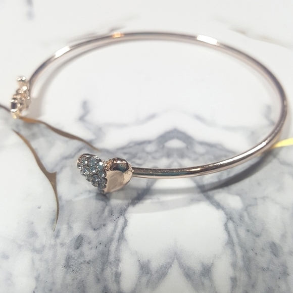 Gold Tone Love and Crystal Heart Cuff Bracelet - Picture 3 of 5